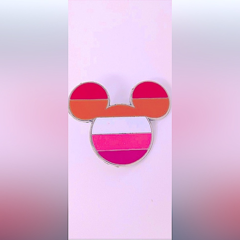 LGBTQ+ WLW / Lesbian Pride Flag Mickey Ears Icon Rainbow Collection Disney Pin - Picture 10 of 10
